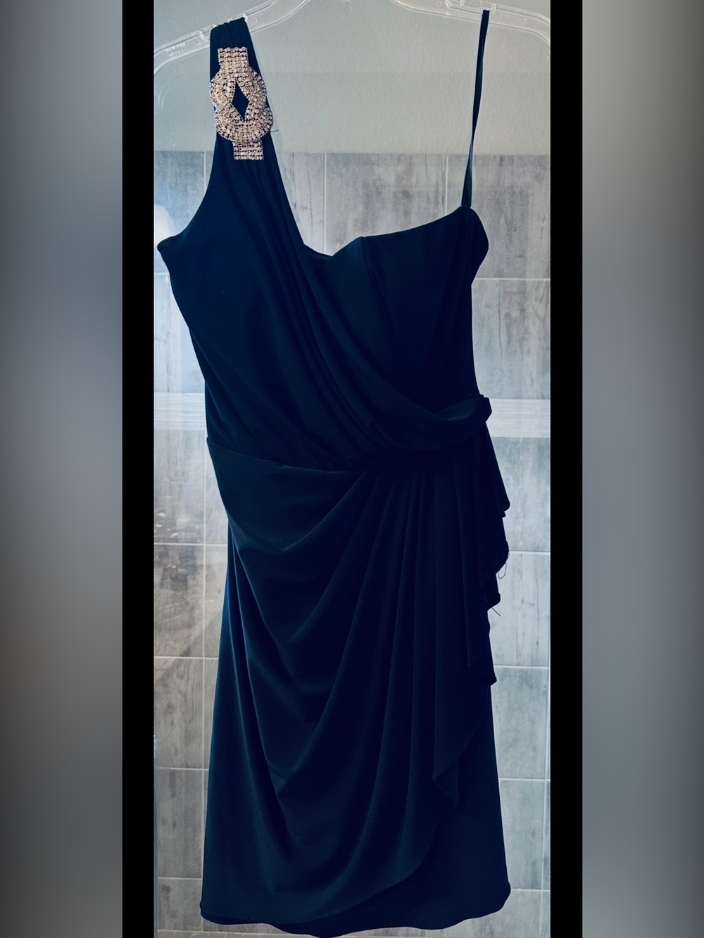 Xscape Navy blue One-Shoulder Cocktail Dress size 10